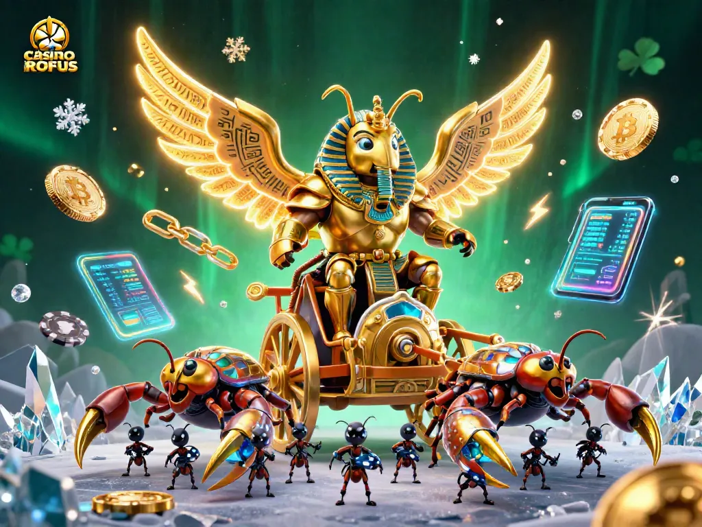 Play at casino uden ROFUS with a majestic scarab beetle scene representing luck and extravagance.