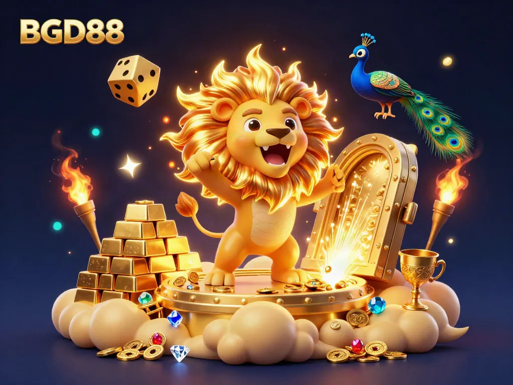 Experience excitement with BGD88's vibrant casino scene featuring golden treasures and thrilling games.