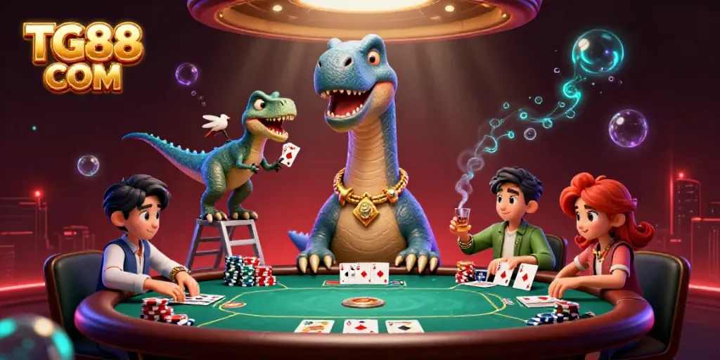 Experience thrilling gameplay and vibrant action at TG88 COM's casino featuring animated characters.