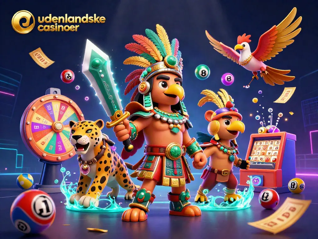 Experience the excitement of udenlandske casinoer with dynamic game elements like colorful lottery balls and prize wheels.