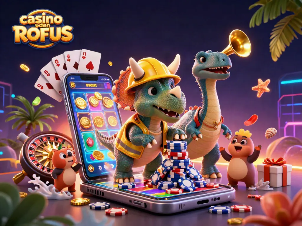 Experience exciting action at casino uden ROFUS with 3D cartoon characters and vibrant gaming elements.