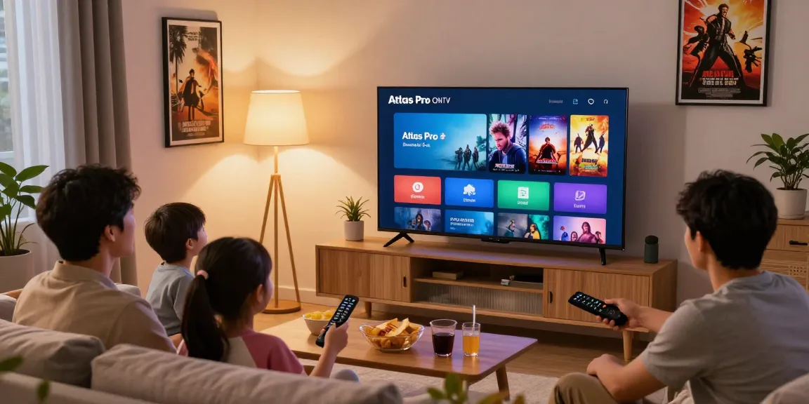 Profitez des 12 000 chaînes avec Atlas Pro dans un salon familial accueillant.